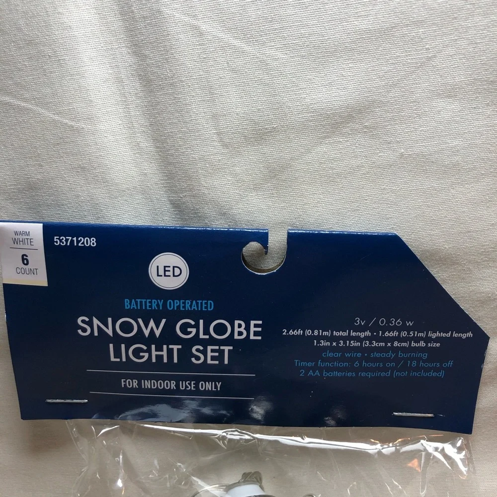 2 Snow Globe Tree String Lights LED Battery 6 ct.
